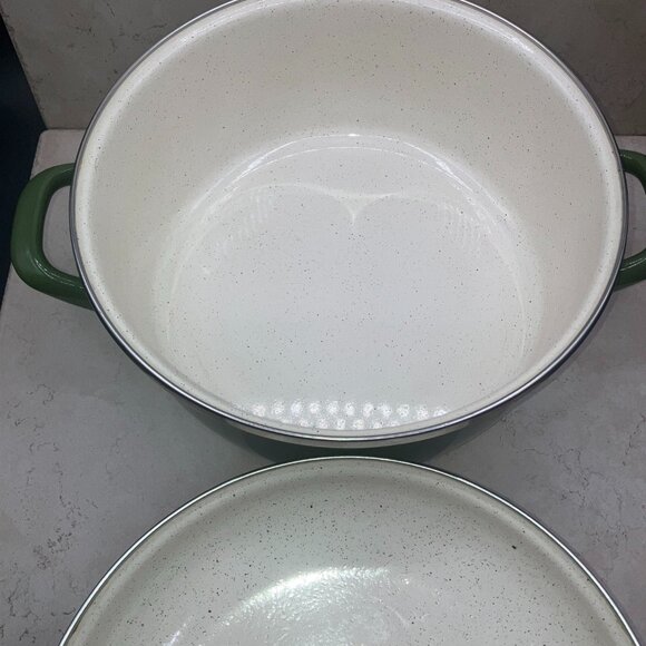 Chefs Atelier 5 QT Dutch Oven Avocado Green/ Speckled Interior Made In Serbia - Picture 6 of 12